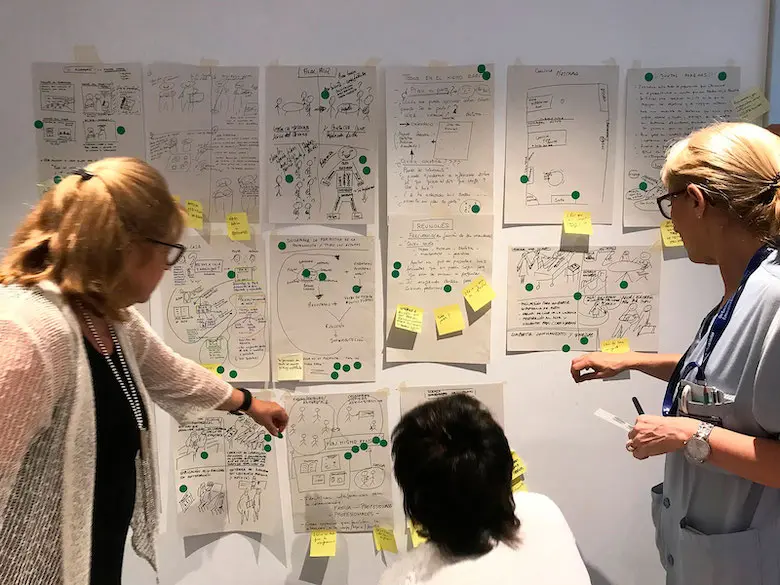 Momento de trabajo de diseño con el personal del Hospital de Cruces